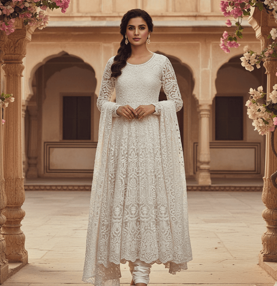 Schiffli / Chikan Embroidery Fabric - Ladies Wear