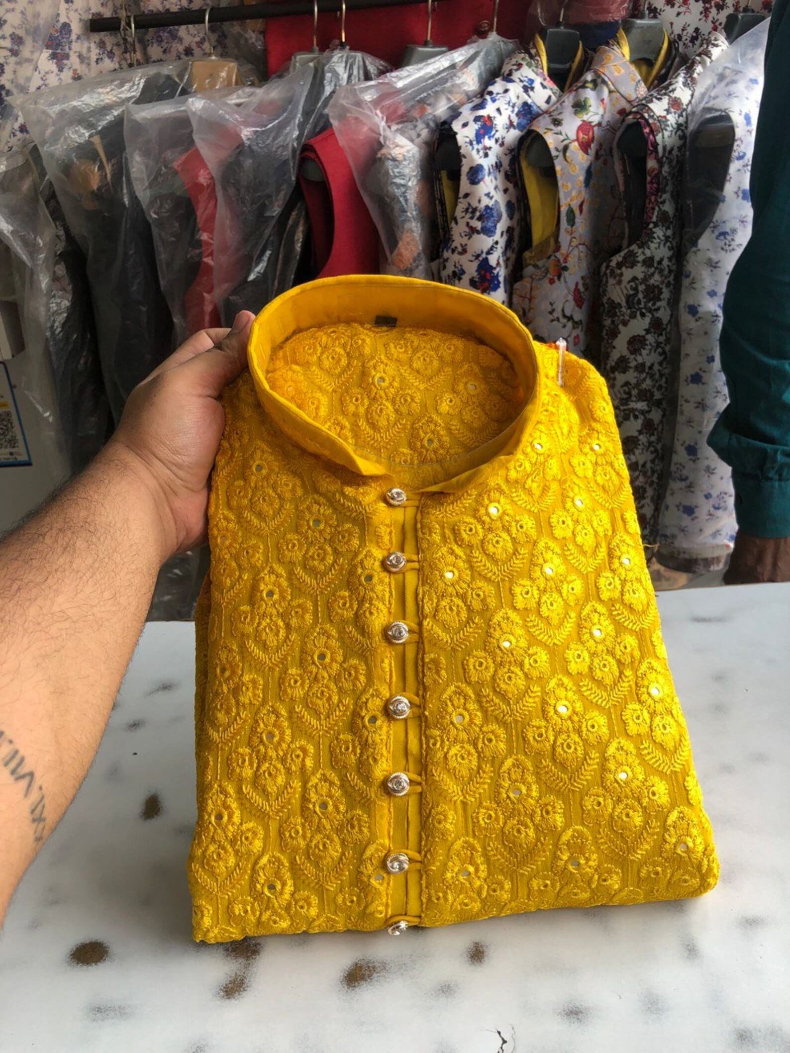 PC Chikan with Sequins with Cotton Pajama